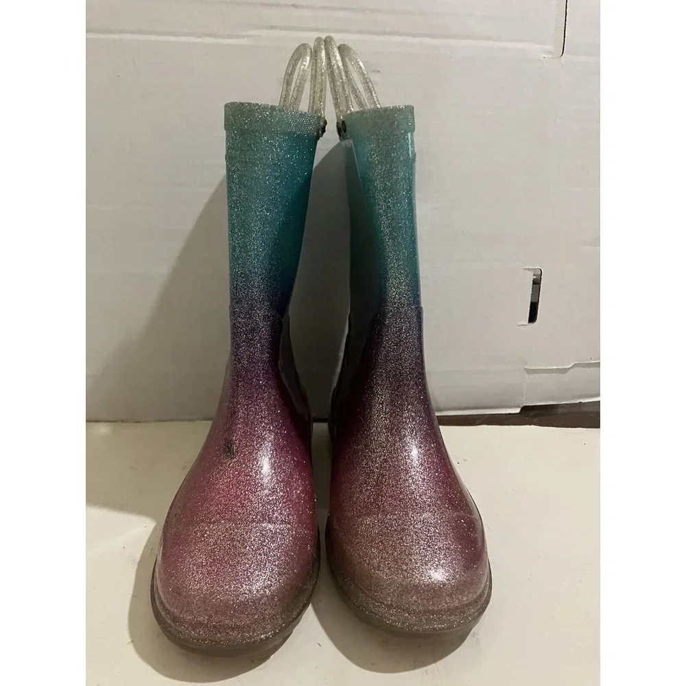 Western Chief Kids Glitter Ombre Rain Boots - Pink to Teal
